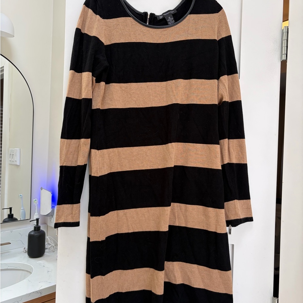 INC International Concepts Black and Tan Striped Dress